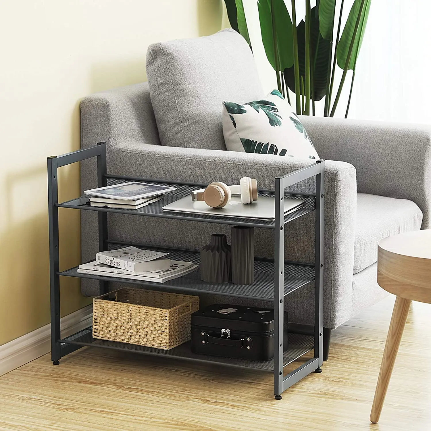 6-Tier Shoe Rack Storage, 3-Tier Shoe Racks for Closet, Set of 2, Metal Mesh, Flat or Angled Stackable Shoe Shelf Stand