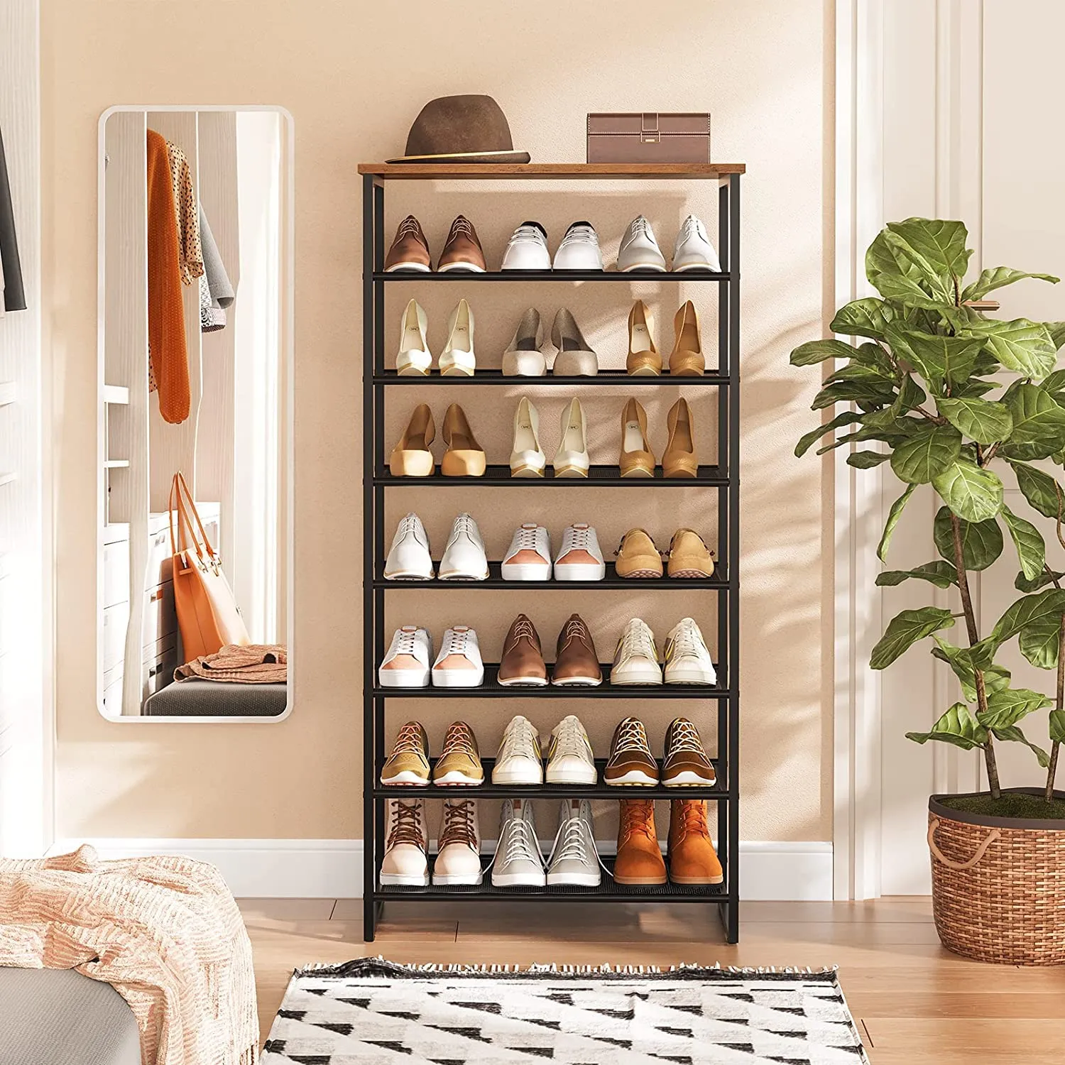8 Tier Shoe Rack, Shoe Storage Organizer with Detachable Metal Mesh