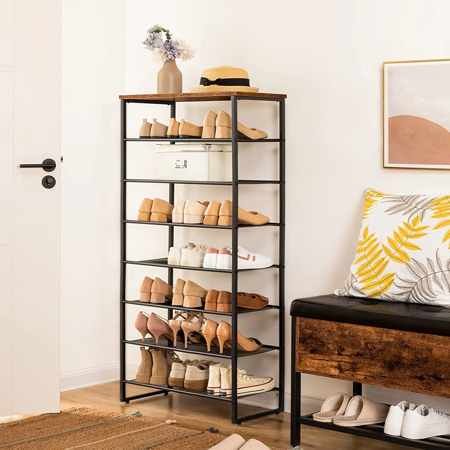 8 Tier Shoe Rack, Shoe Storage Organizer with Detachable Metal Mesh