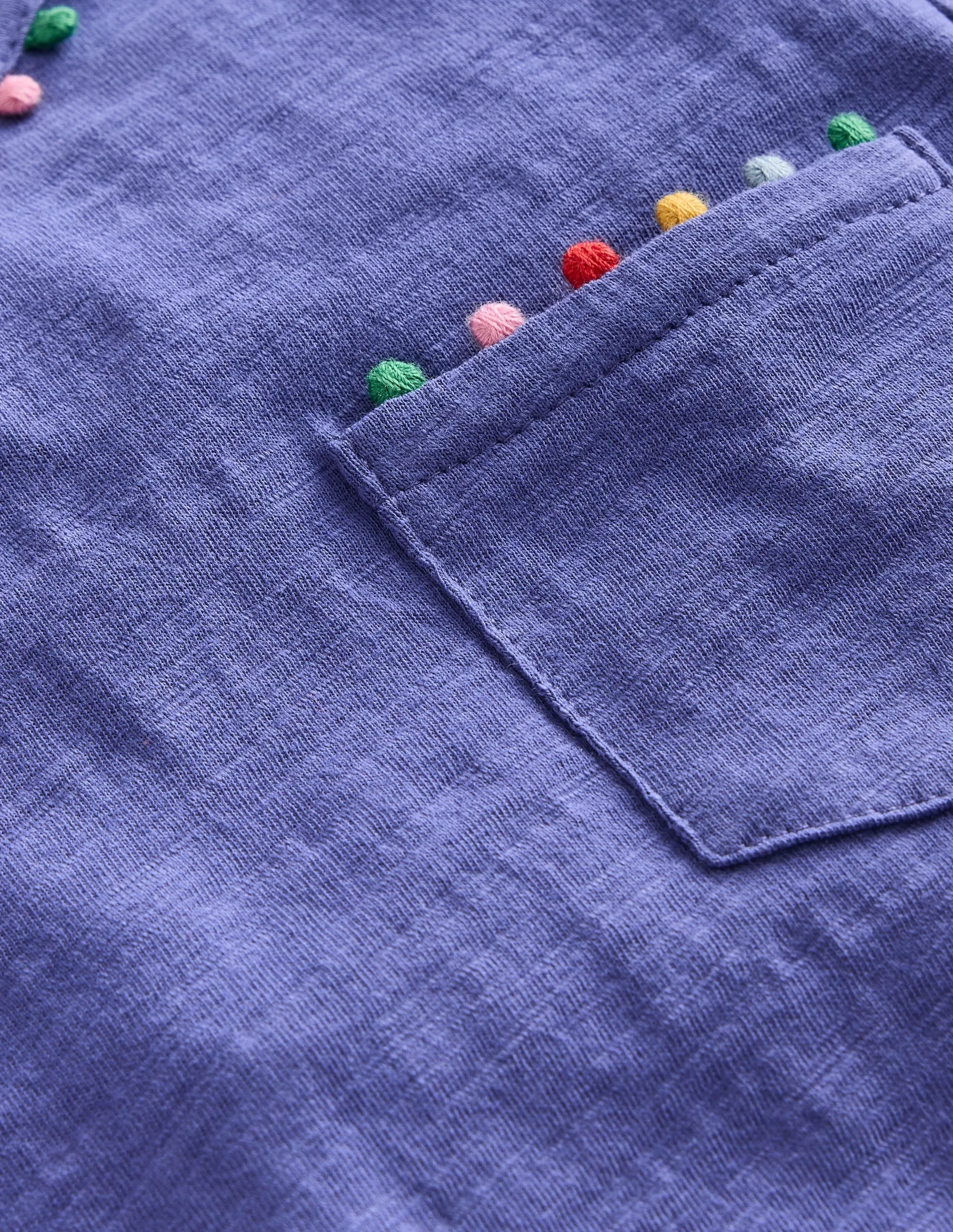 Ali Long Sleeve Pom T shirt-Soft Starboard Blue