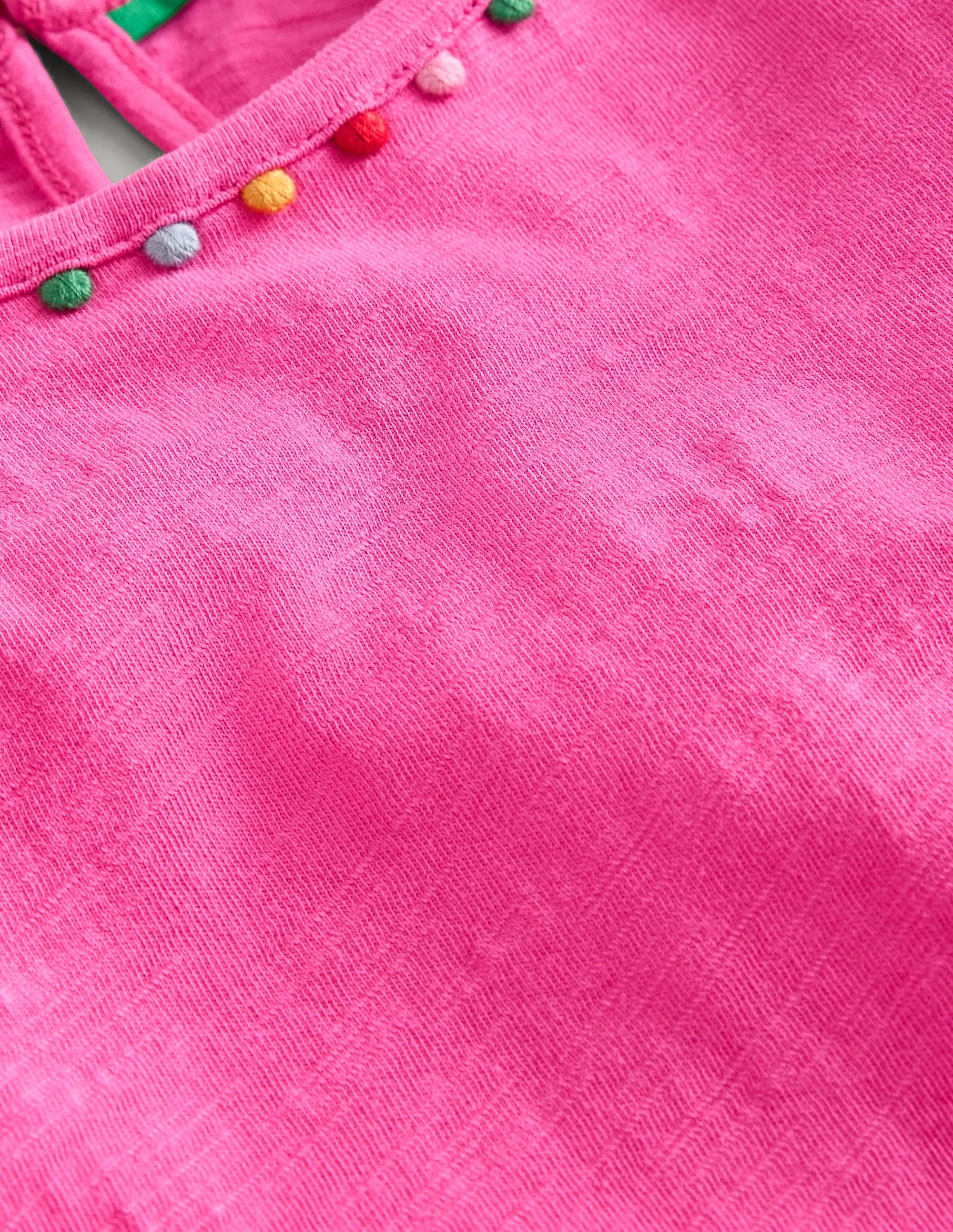 Ali Puff Sleeve Pom T-Shirt-Strawberry Pink