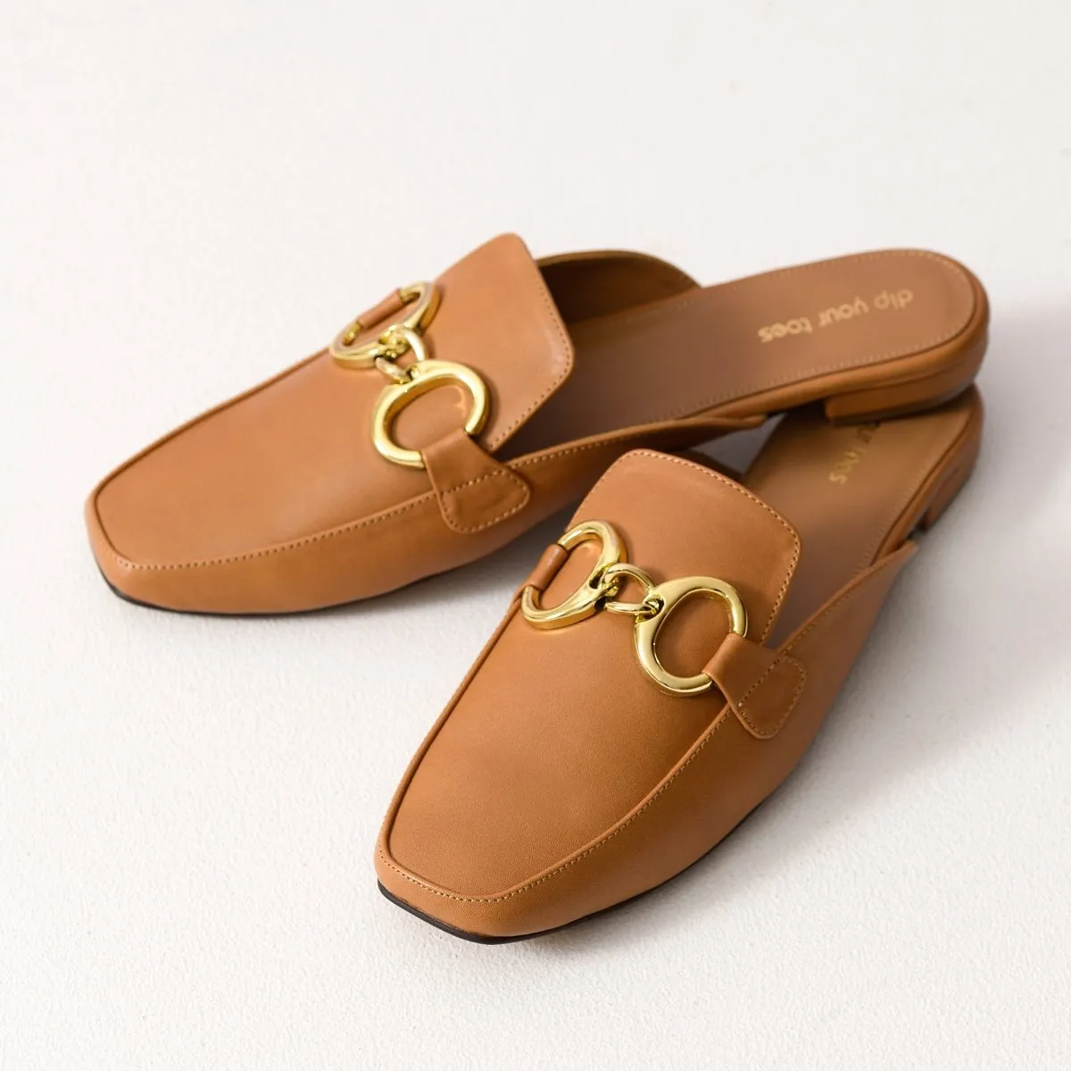 Beige Chain Loop Mules