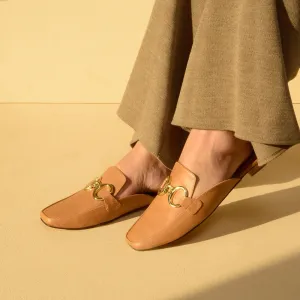 Beige Chain Loop Mules