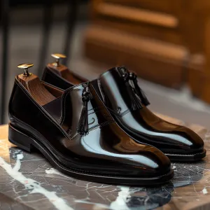 Black Leather Luxe Loom Tassel Loafer - Summer 2024 Collection