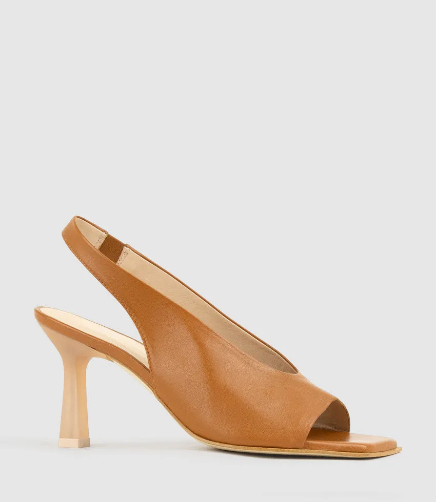 DESTINY90 Open Toe Slingback in Tan