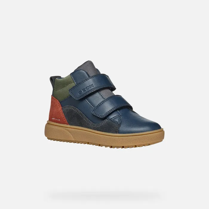 Geox Kids' Theleven Navy Waterproof High Top Trainers