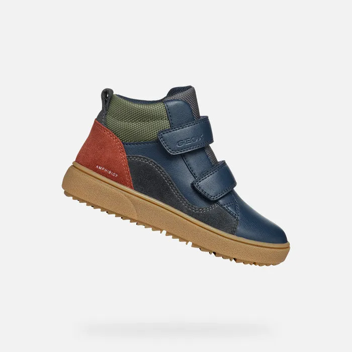 Geox Kids' Theleven Navy Waterproof High Top Trainers
