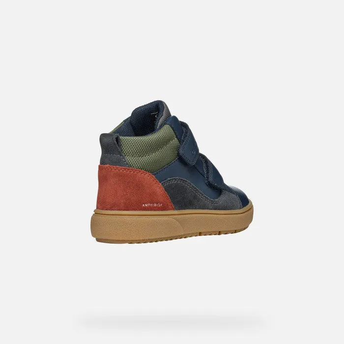Geox Kids' Theleven Navy Waterproof High Top Trainers
