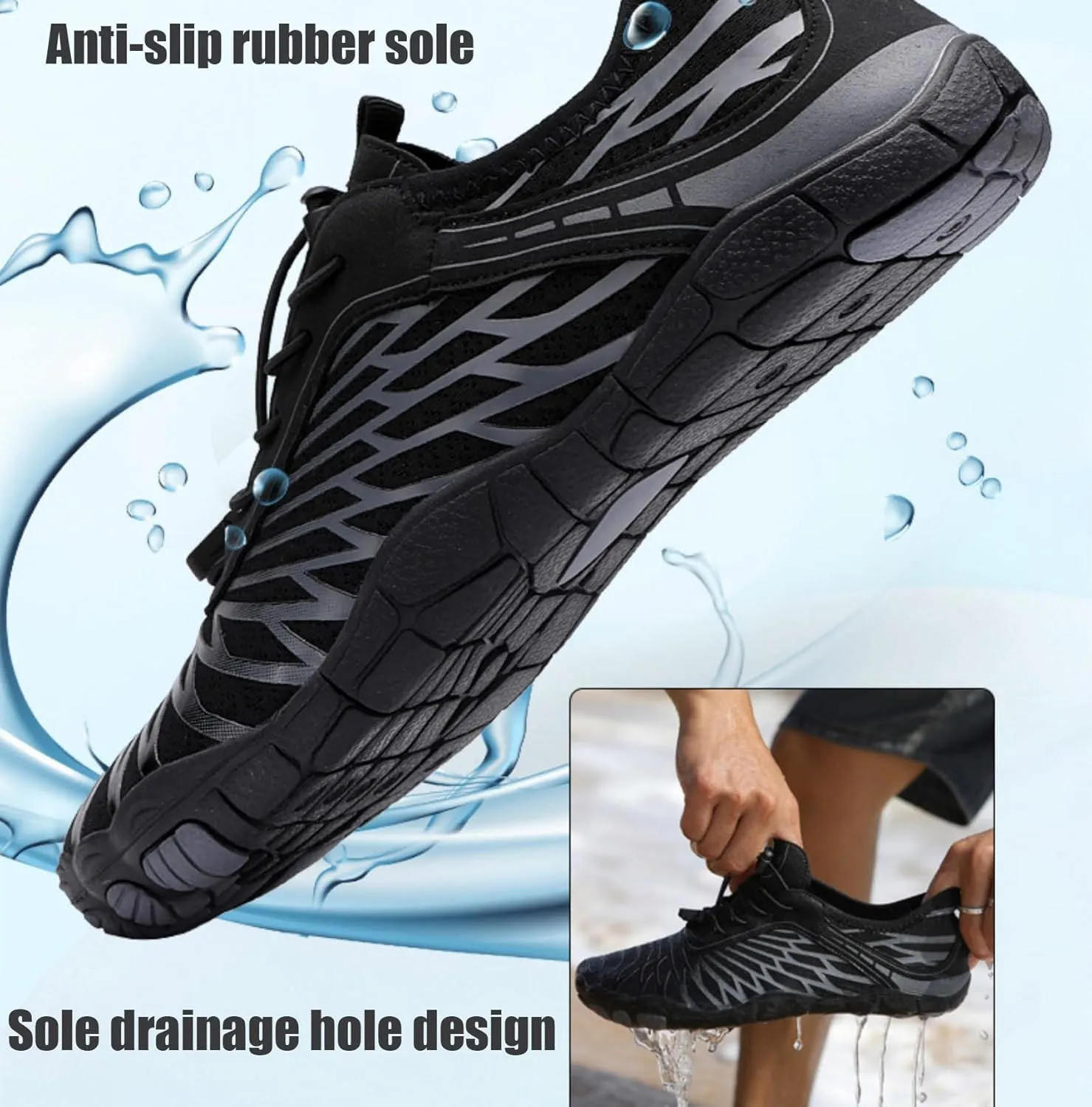 Grounded Freedom Shoes, Hike Barefoot Footwear Womens Men, Wide Toe Box Quick Dry Water Shoes Beach Sneakers