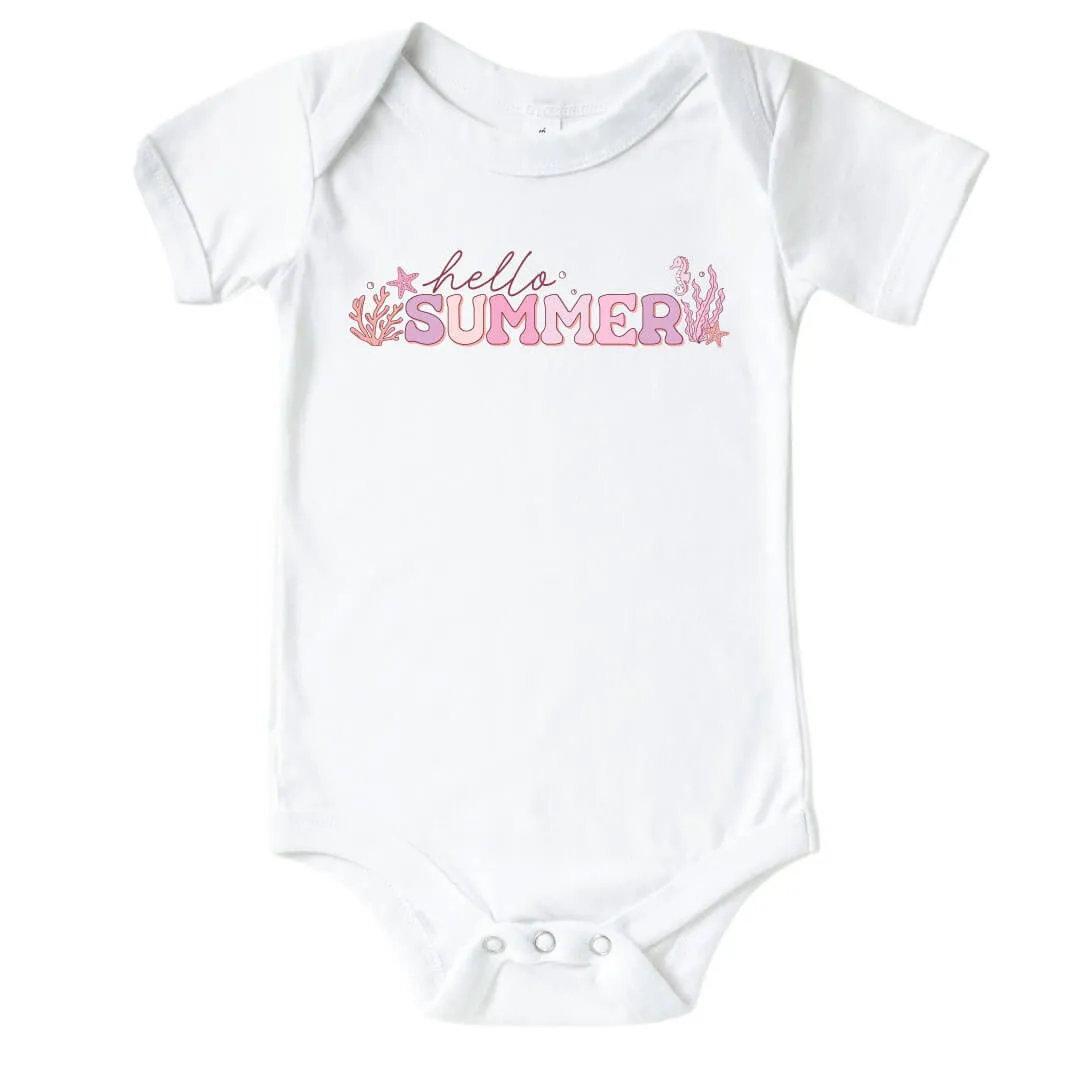 Hello Summer Graphic Bodysuit | White