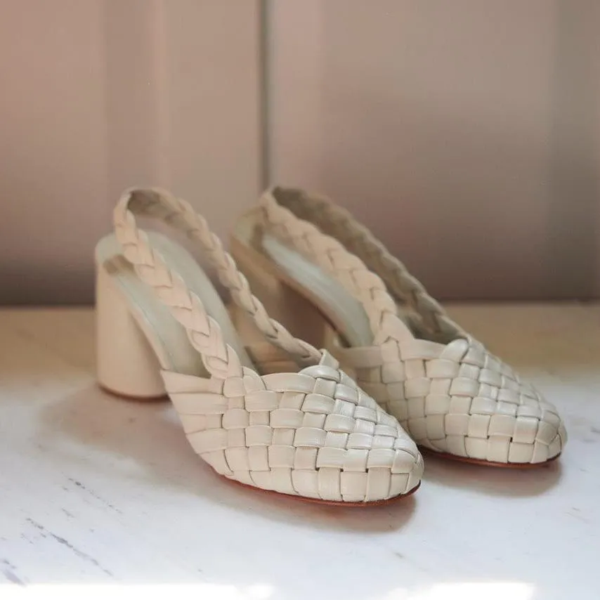 Lucille Braided Heel in Vanilla
