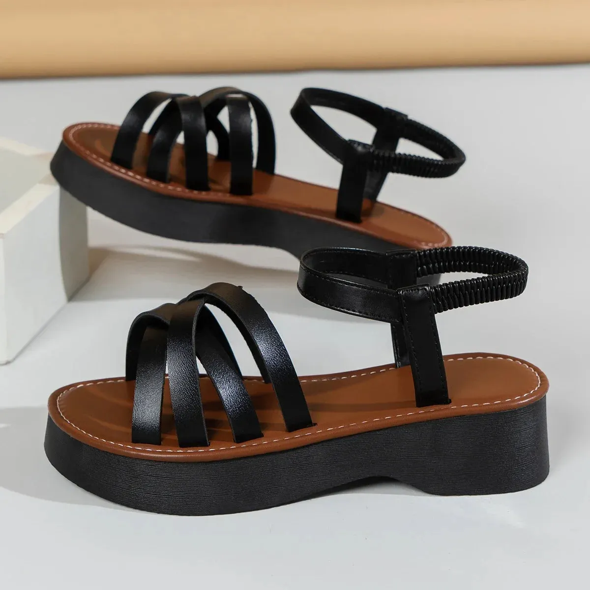 MARCELLA ROMAN WEDGE SANDALS