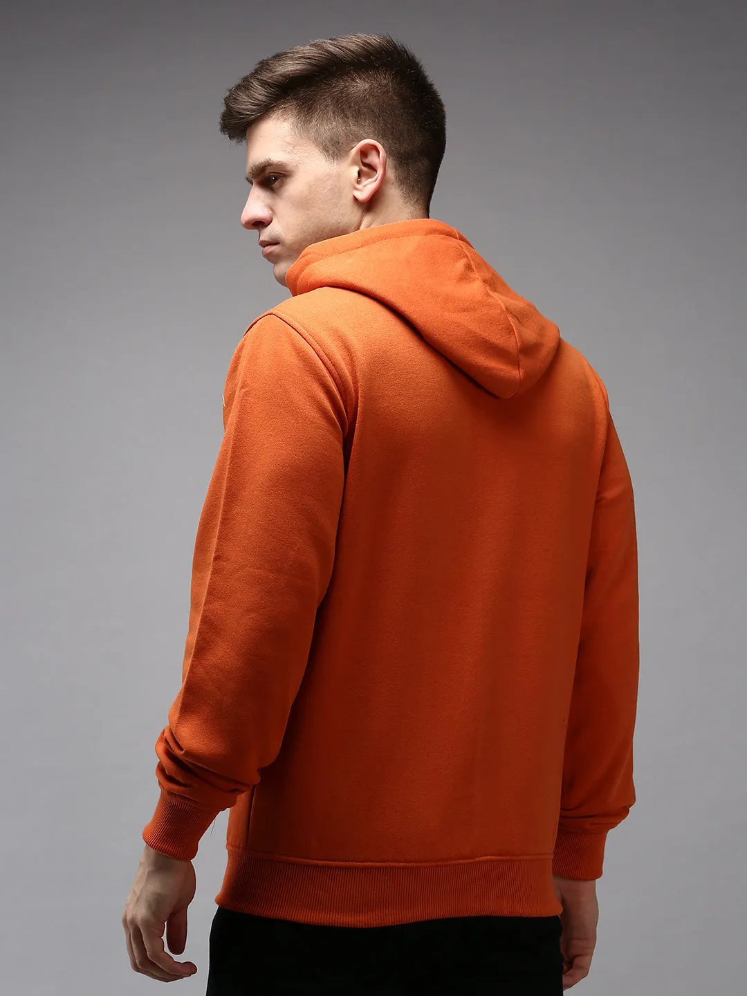 Men Orange Solid Sweatshirt