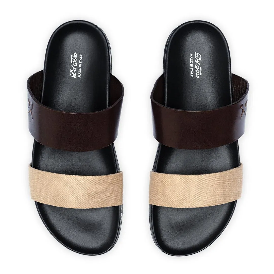 Men's Brown & Tan Cinturini Sandal From Del Toro Shoes