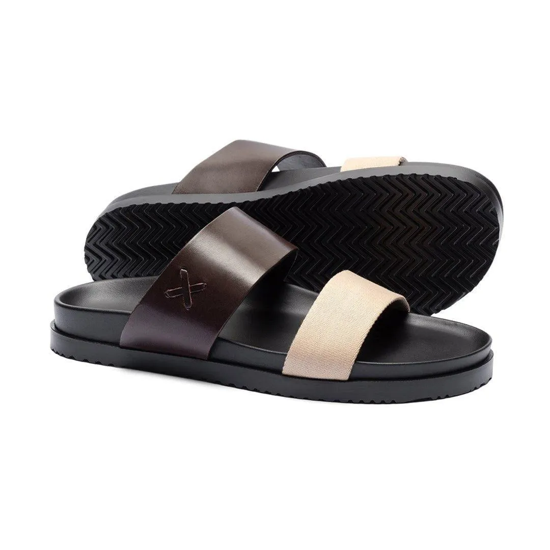 Men's Brown & Tan Cinturini Sandal From Del Toro Shoes