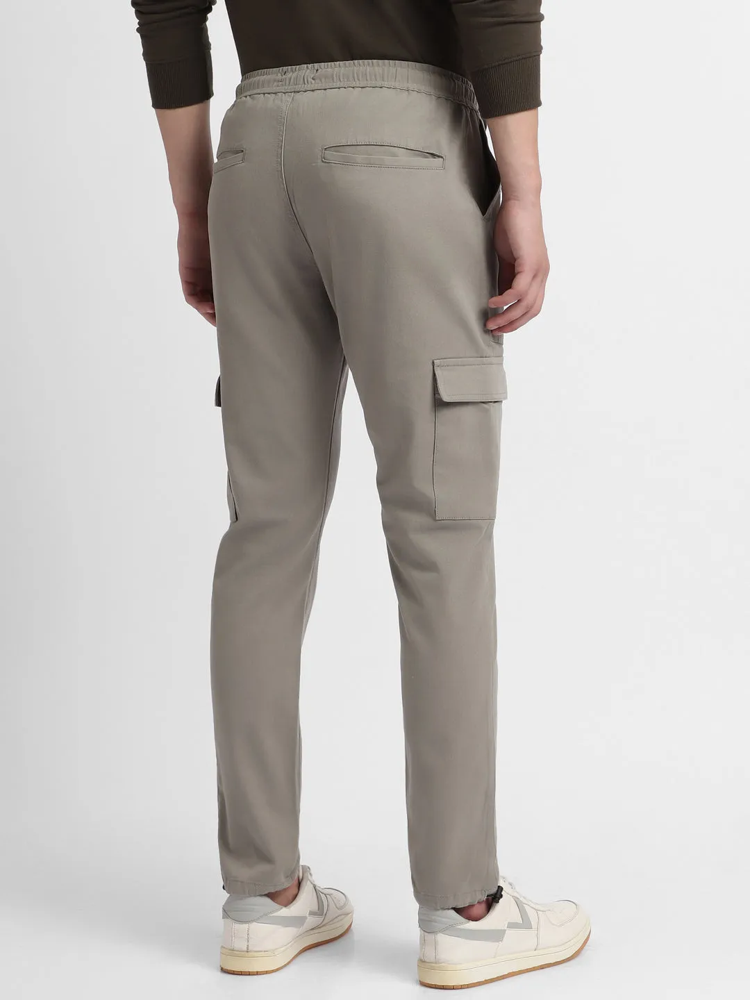 Mens's Mousse Grey Solid Cargo Jogger