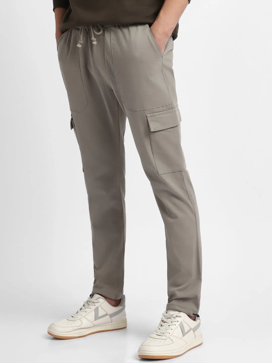 Mens's Mousse Grey Solid Cargo Jogger