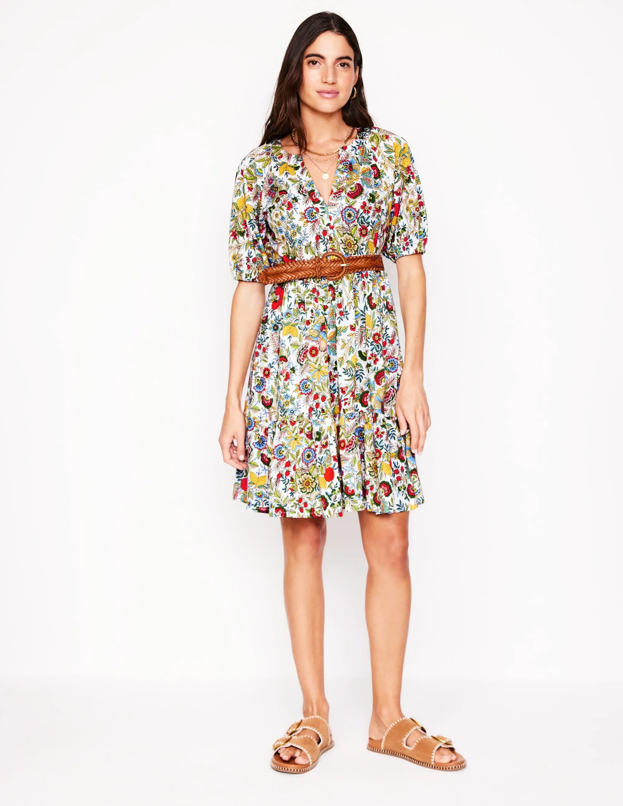 Piper Short Jersey Dress-Multi, Citrus Vine