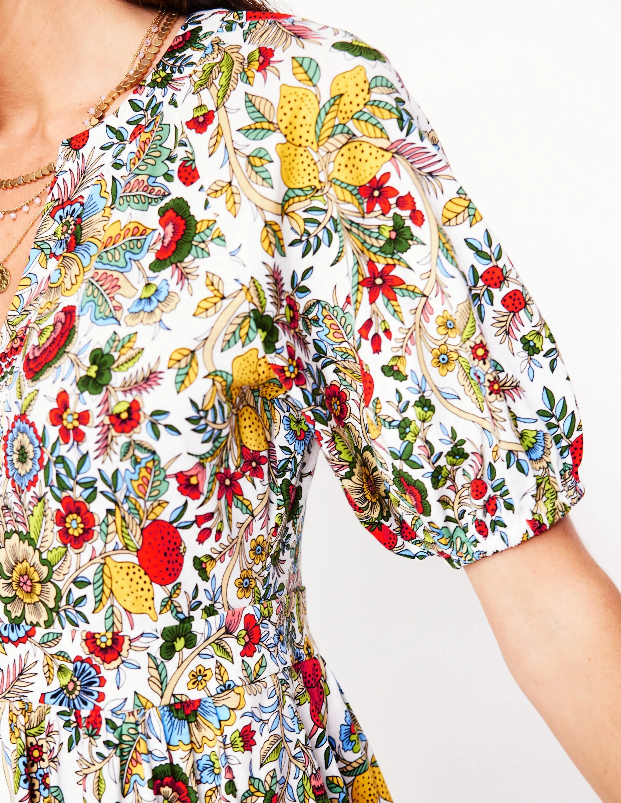Piper Short Jersey Dress-Multi, Citrus Vine