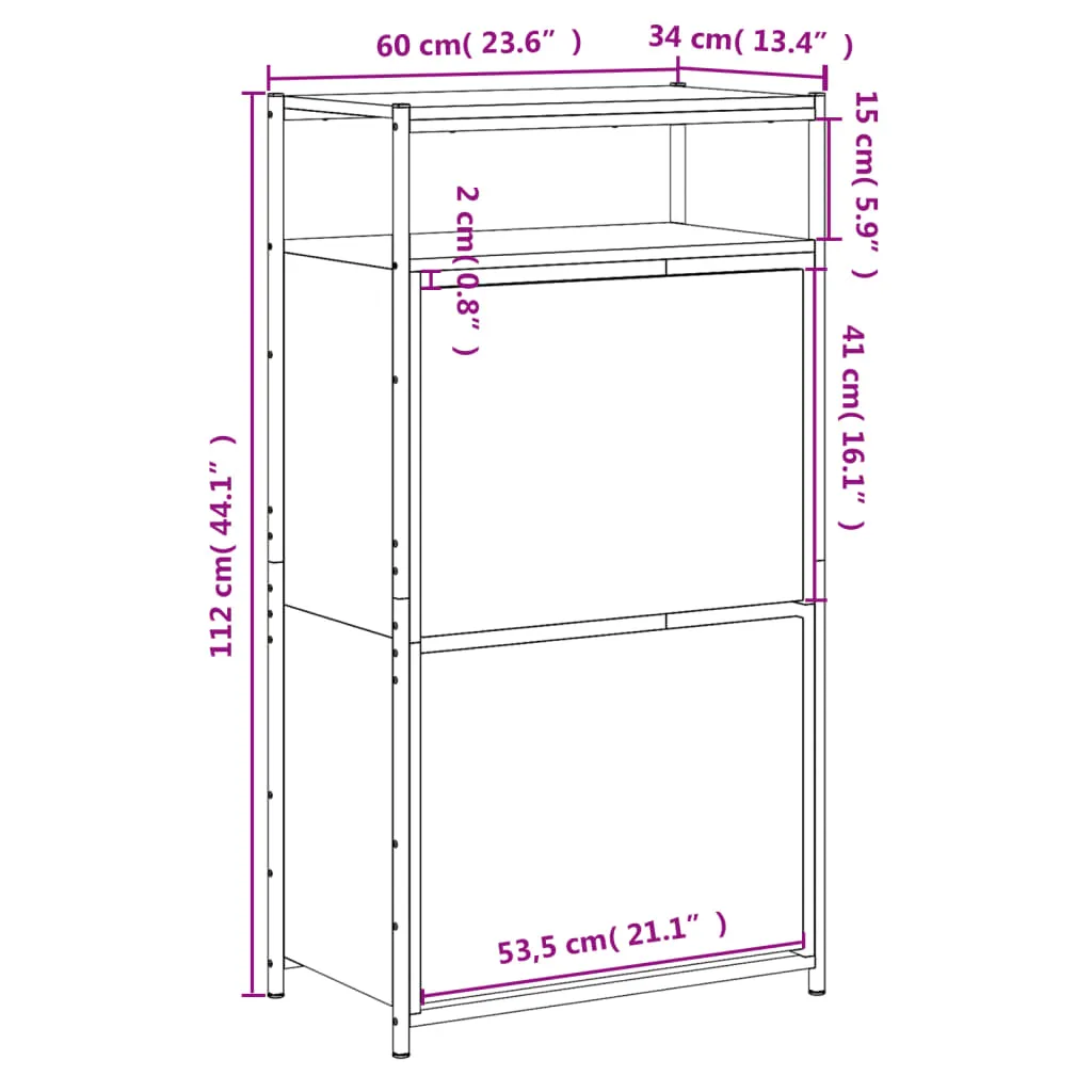 Shoe Cabinet Sonoma Oak 60x34x112 cm Engineered Wood