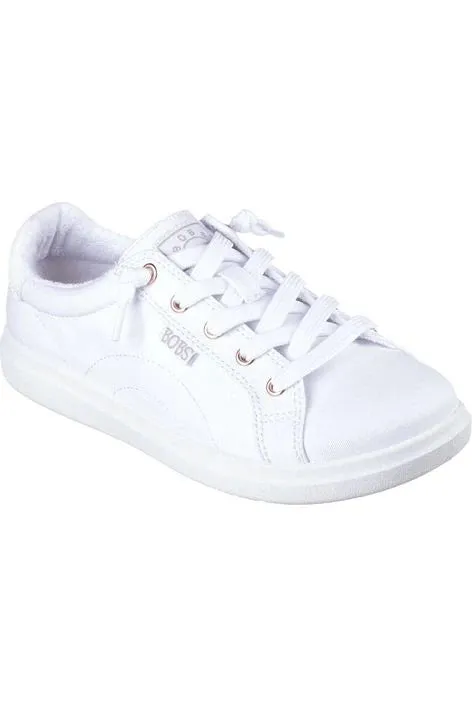 Skechers 114453/WHT White Womens Bobs D Vine Slip On Tied Off laces Trainers
