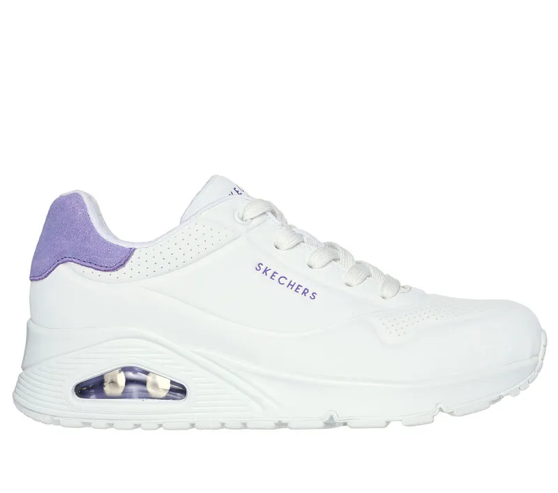 Skechers 177092/WPUR White/Purple Uno - Pop Back Womens Casual Comfort Lace Up Trainers