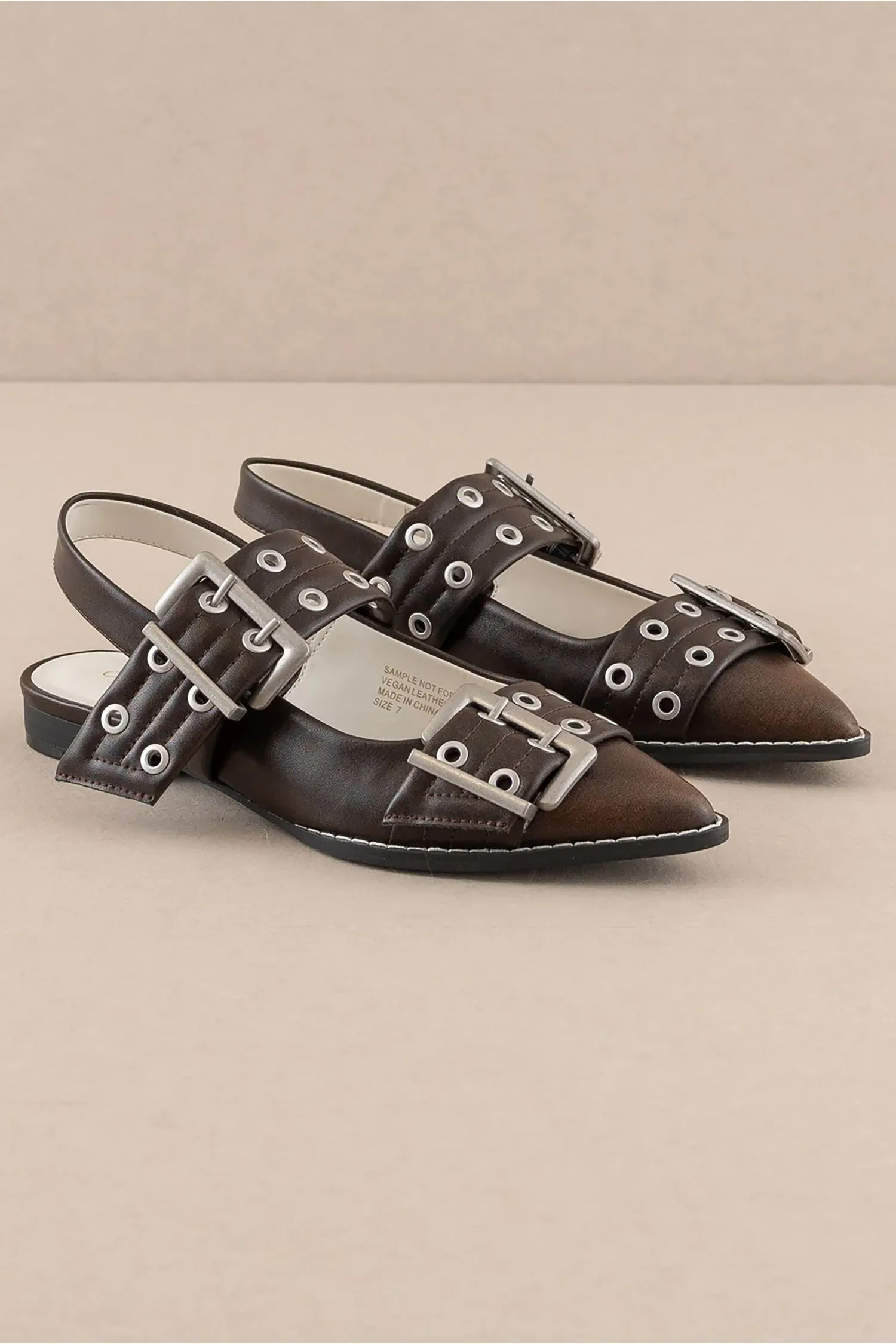 SLINGBACK FLATS-BROWN