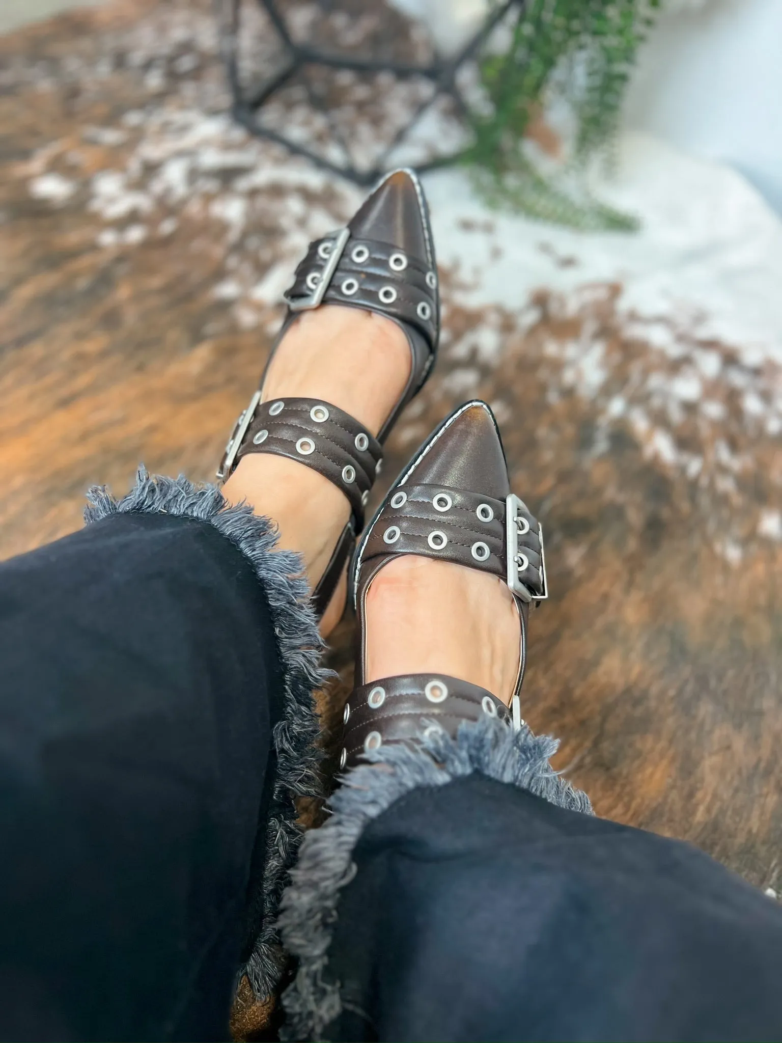 SLINGBACK FLATS-BROWN