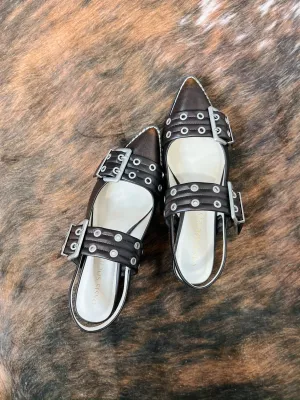 SLINGBACK FLATS-BROWN