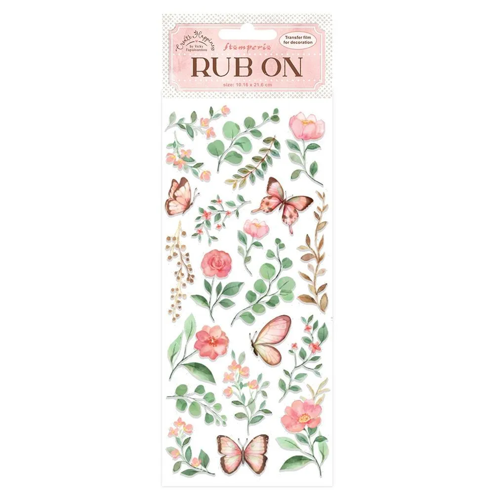 Stamperia Create Happiness Rub-On 4"X8.5"(10x21.5cm) - Flowers & Butterfly
