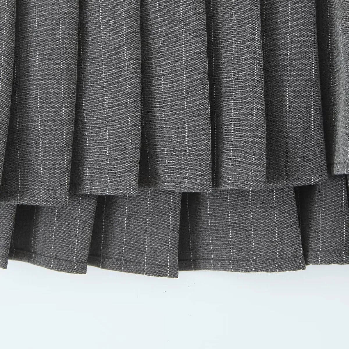 Summer Lady Casual Fashion Pinstripe Pleated Mini Skirt Women Sexy Low Waist Short Skater Skirts Female