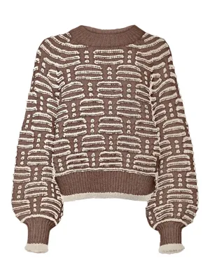 Vmsolange Ls O-neck Pullover Ga - Bruin Dessin