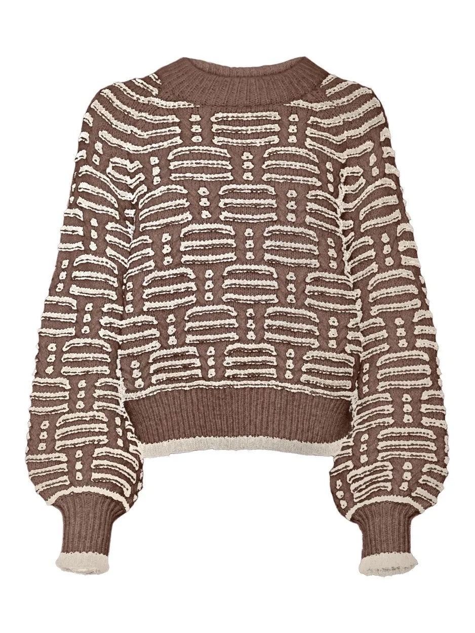 Vmsolange Ls O-neck Pullover Ga - Bruin Dessin