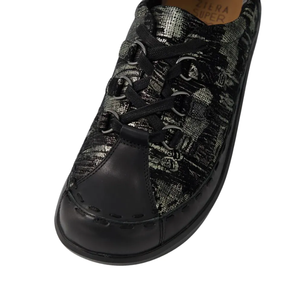 Ziera Allsorts Black/Khaki Leather Shoe (Women's)