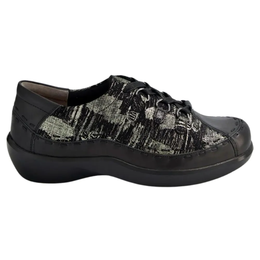 Ziera Allsorts Black/Khaki Leather Shoe (Women's)